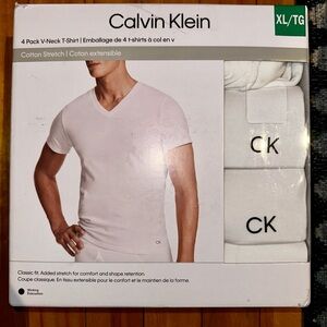 Calvin Klein White V-Neck T-Shirts 4-Pack